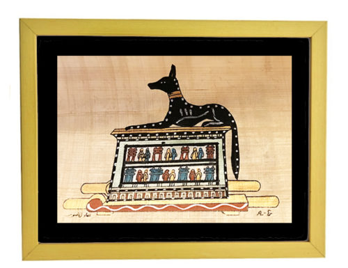 Anubis Papyrus Painting Framed