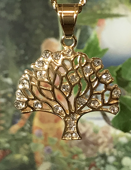 Tree of Life stainless Steel Necklace with 14kt Gold Overlay