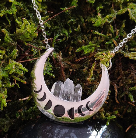 HC Moon Phase Natural Crystal Necklace