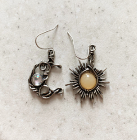 Hand Crafted Sun and moon Earrings